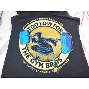 Depth Before Dishonor Squat Co Mens Black Too Low For The Gym Bros Tank Top LRG